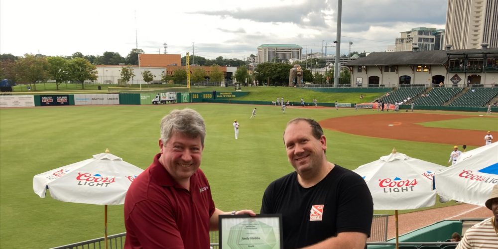 Awarding of Andy Hobbs at the Montgomery Biscuits game