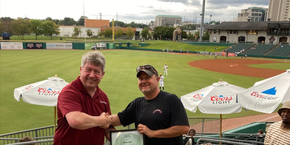 Awarding of Brian Goff at the Montgomery Biscuits game